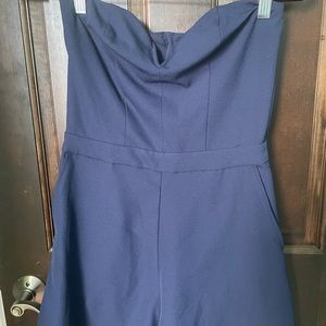 Blue Strapless Romper